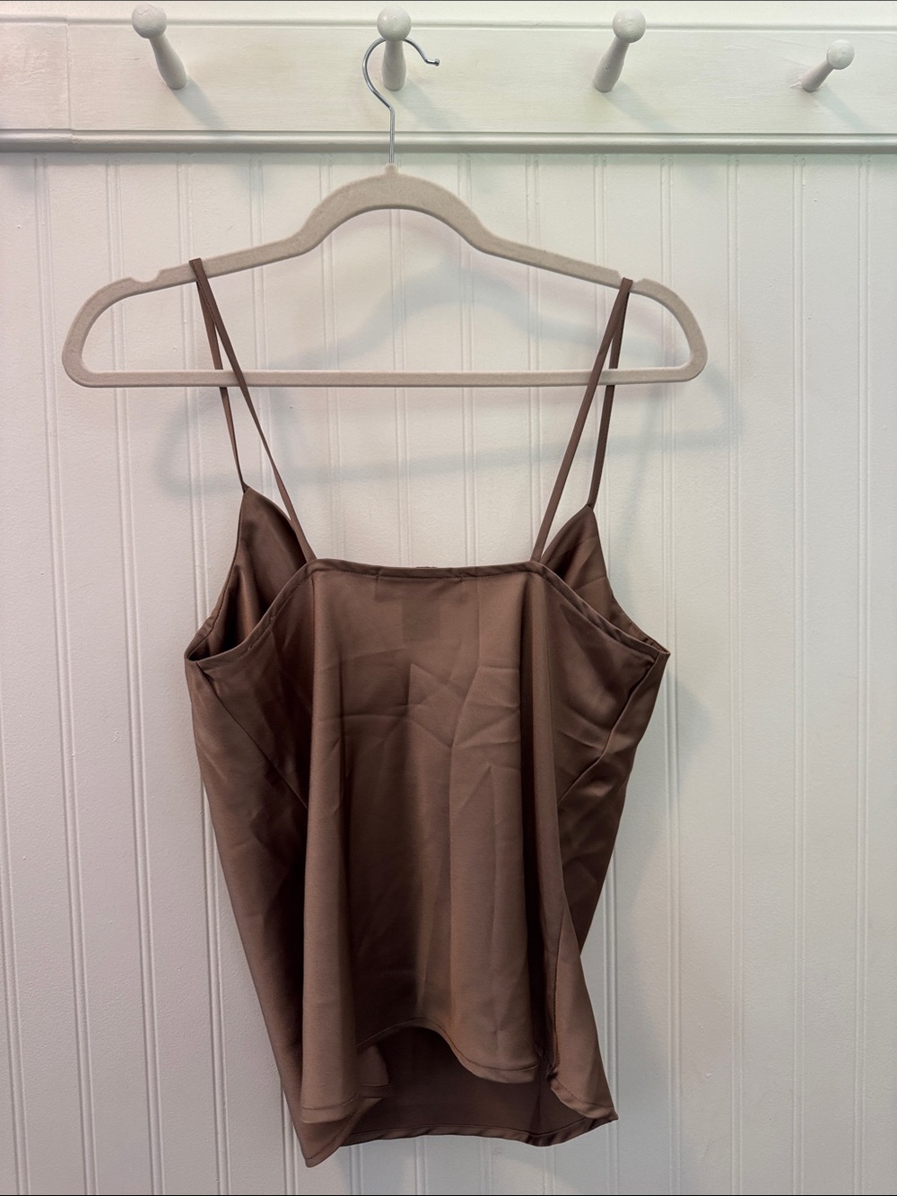 Renee C. Chocolate Brown Satin Cowl Slip Tank - Picture 3 of 3